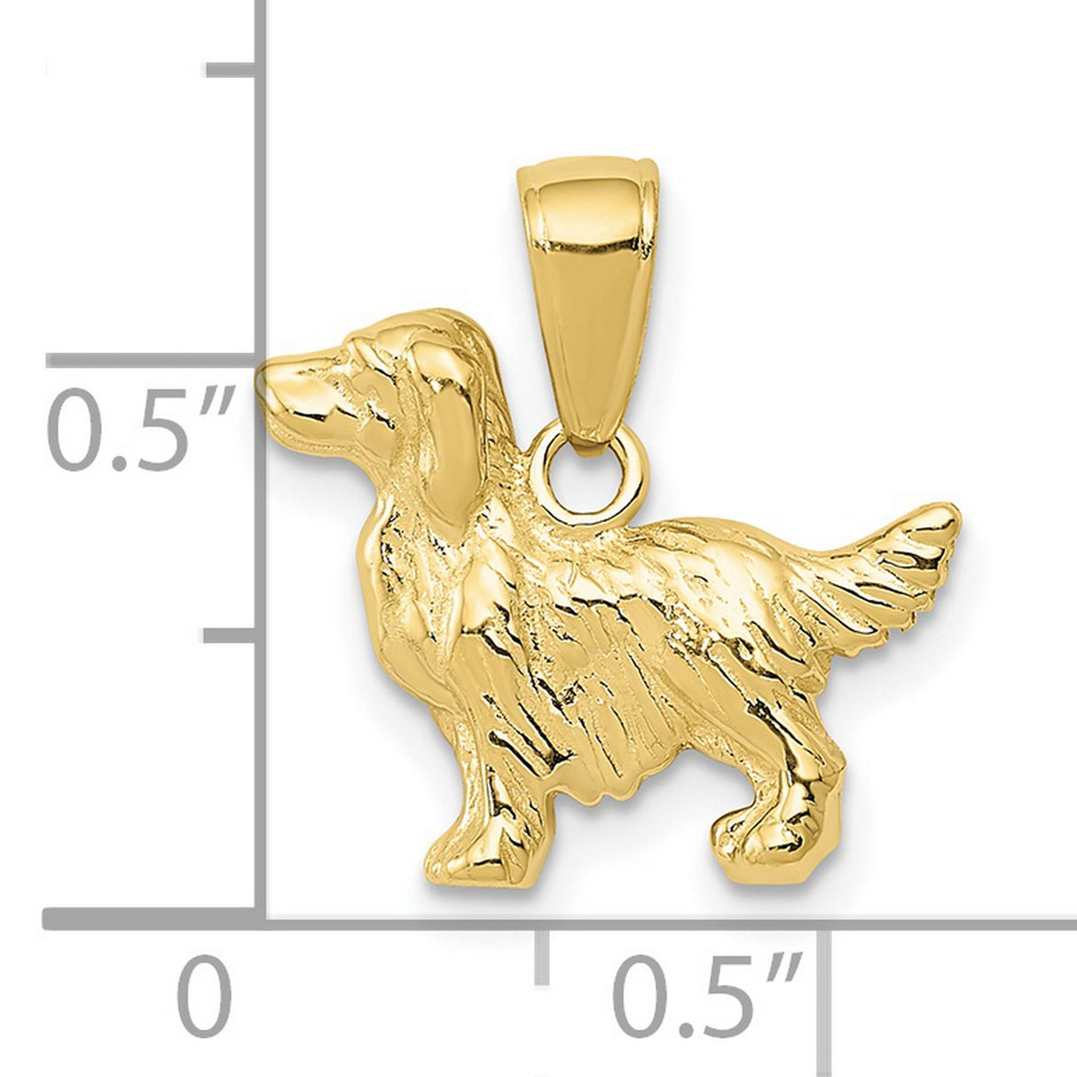 10k Yellow Gold Dog Pendant with Detailed Retriever or Spaniel Design