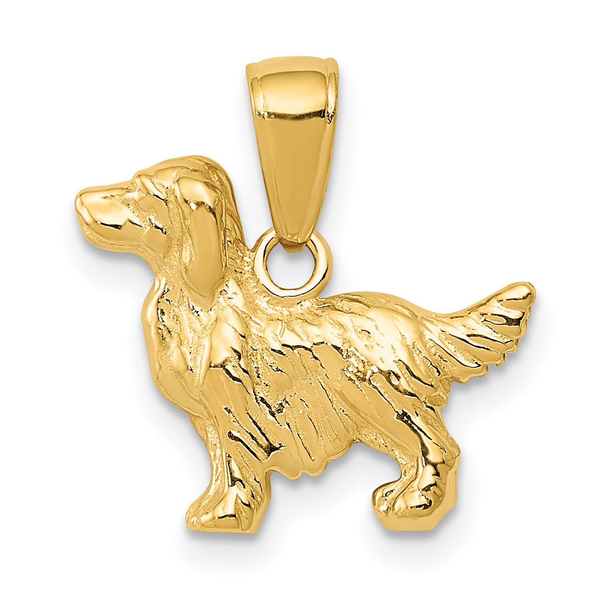 10k Yellow Gold Dog Pendant with Detailed Retriever or Spaniel Design