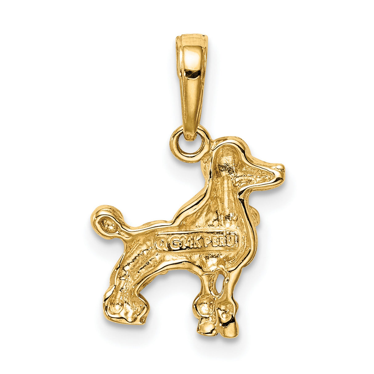 10k Yellow Gold Pendant, Poodle Dog Charm with Detailed Animal Design, Pet Lover Jewelry for Women