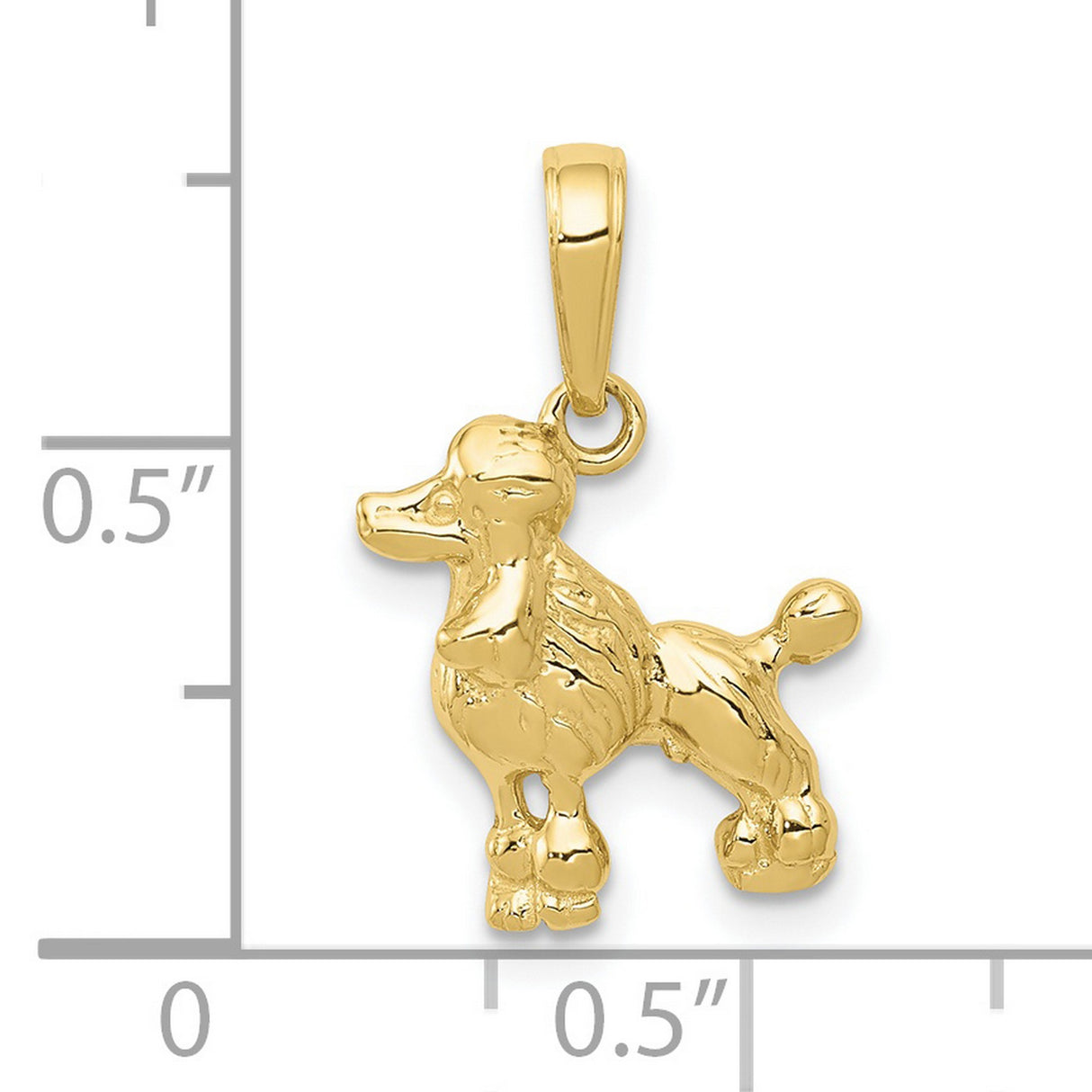 10k Yellow Gold Pendant, Poodle Dog Charm with Detailed Animal Design, Pet Lover Jewelry for Women