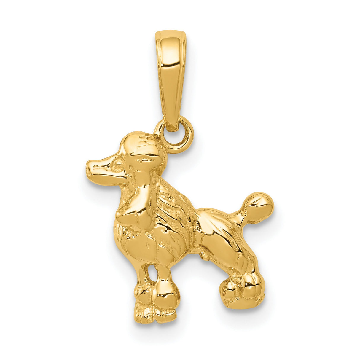 10k Yellow Gold Pendant, Poodle Dog Charm with Detailed Animal Design, Pet Lover Jewelry for Women