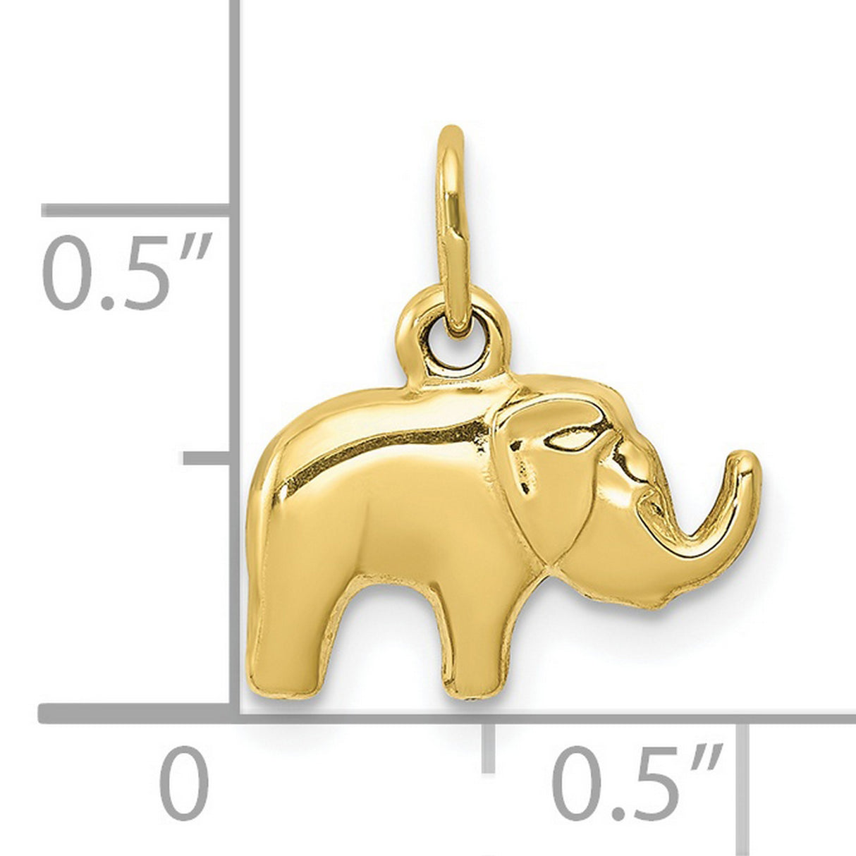 10k Yellow Gold Elephant Pendant Charm with Polished Finish, Symbol of Strength and Luck
