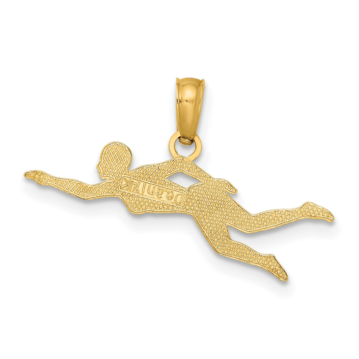 10k Yellow Gold Swimmer Pendant, Mid-Stroke Pose Charm, Athletic Jewelry for Women