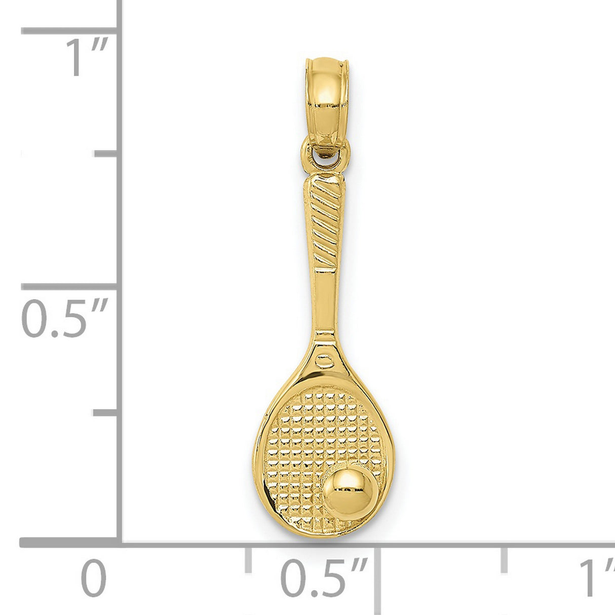 10k Yellow Gold Tennis Racket and Ball Pendant Charm, Sporty Design for Women or Unisex