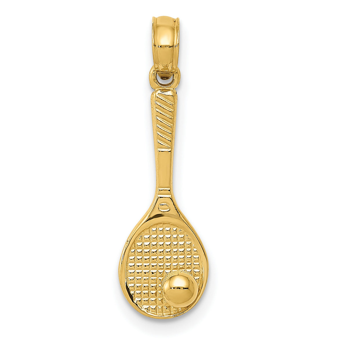 10k Yellow Gold Tennis Racket and Ball Pendant Charm, Sporty Design for Women or Unisex