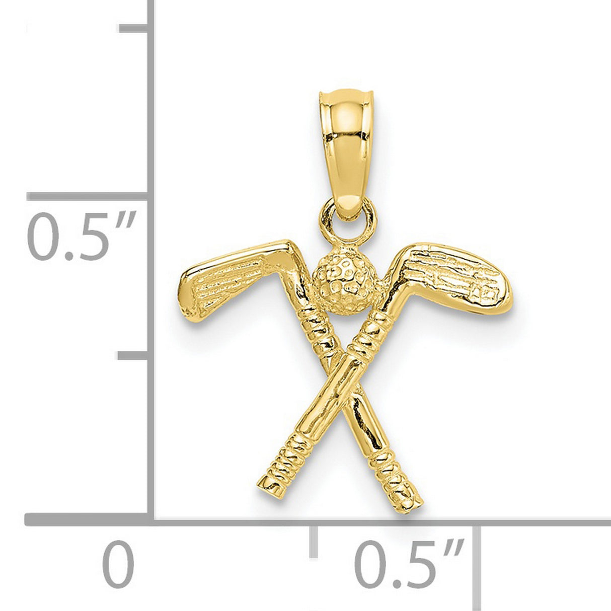 10k Yellow Gold Golf Club Pendant with Textured Ball and Crossed Clubs Design
