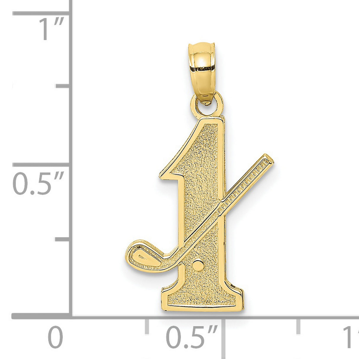 10k Yellow Gold Golf Pendant with Number One and Club Design, Unisex Sports Charm
