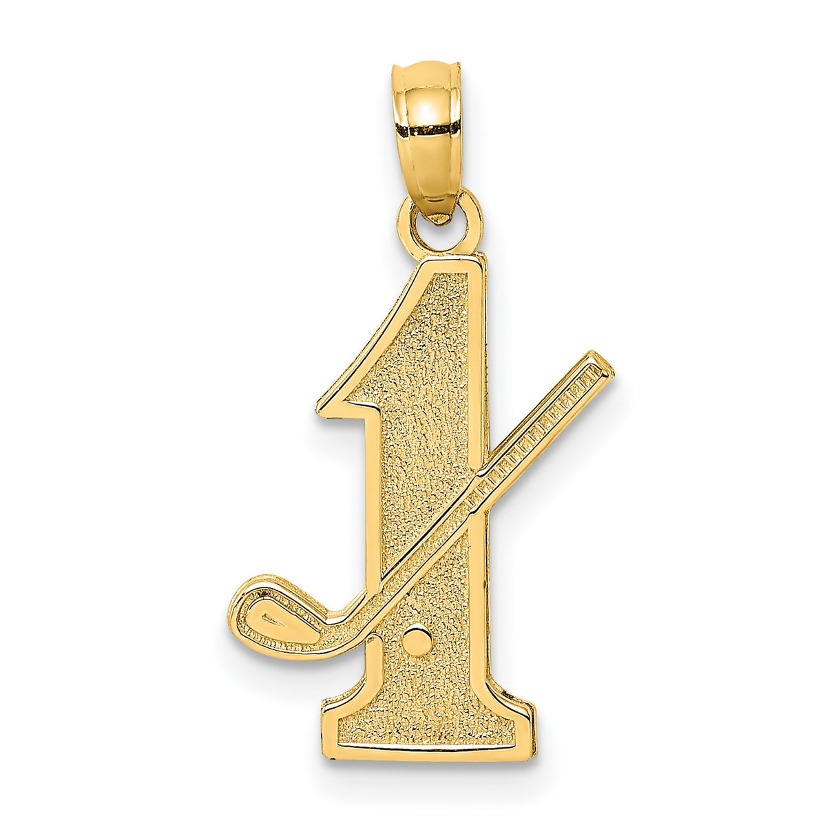 10k Yellow Gold Golf Pendant with Number One and Club Design, Unisex Sports Charm