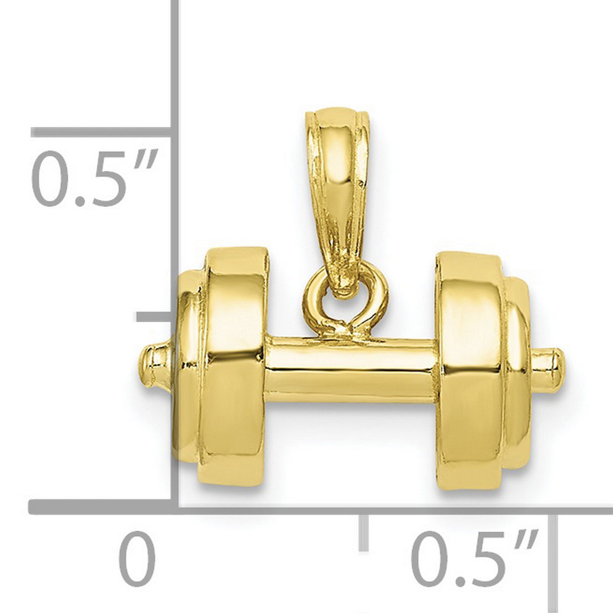 10k Yellow Gold Dumbbell Pendant, Barbell Fitness Charm for Men or Unisex Gym Enthusiasts