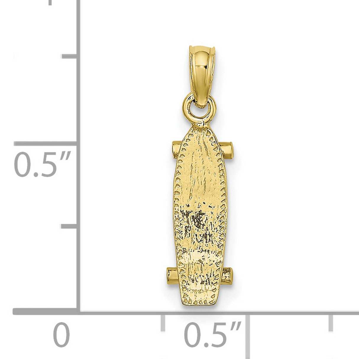 10k Yellow Gold Skateboard Pendant with Miniature Longboard Design, Urban Streetwear Style