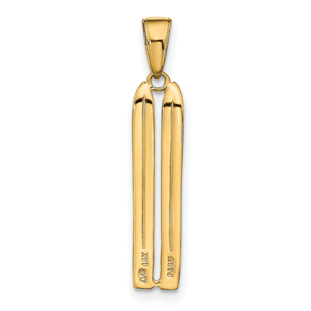 10k Yellow Gold Crossed Skis Pendant, Unisex Skiing Charm, Alpine Sports Theme Jewelry