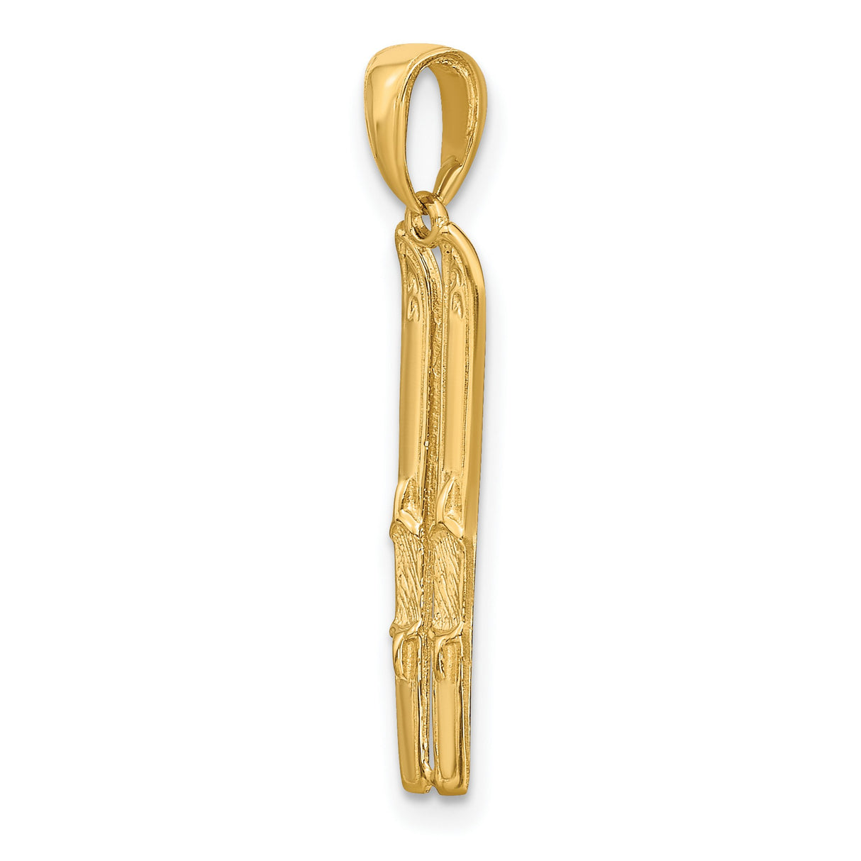 10k Yellow Gold Crossed Skis Pendant, Unisex Skiing Charm, Alpine Sports Theme Jewelry