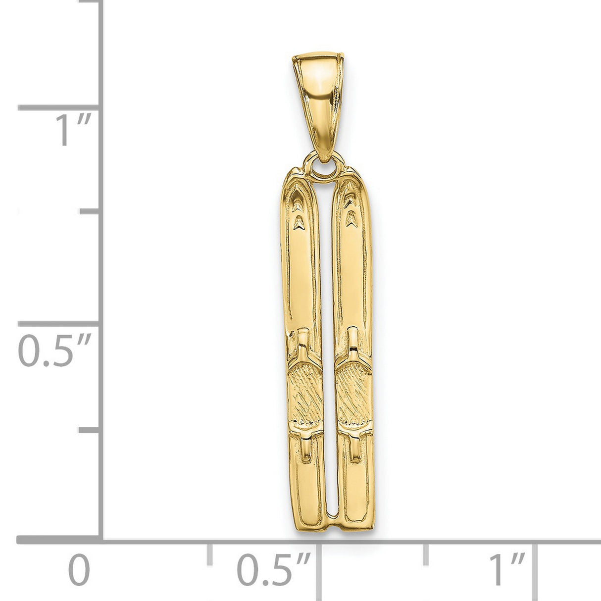 10k Yellow Gold Crossed Skis Pendant, Unisex Skiing Charm, Alpine Sports Theme Jewelry