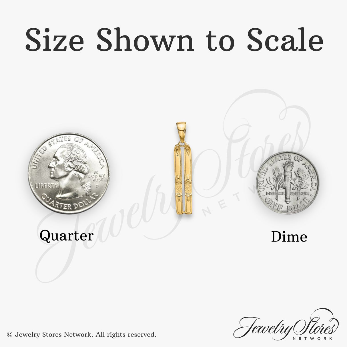 10k Yellow Gold Crossed Skis Pendant, Unisex Skiing Charm, Alpine Sports Theme Jewelry