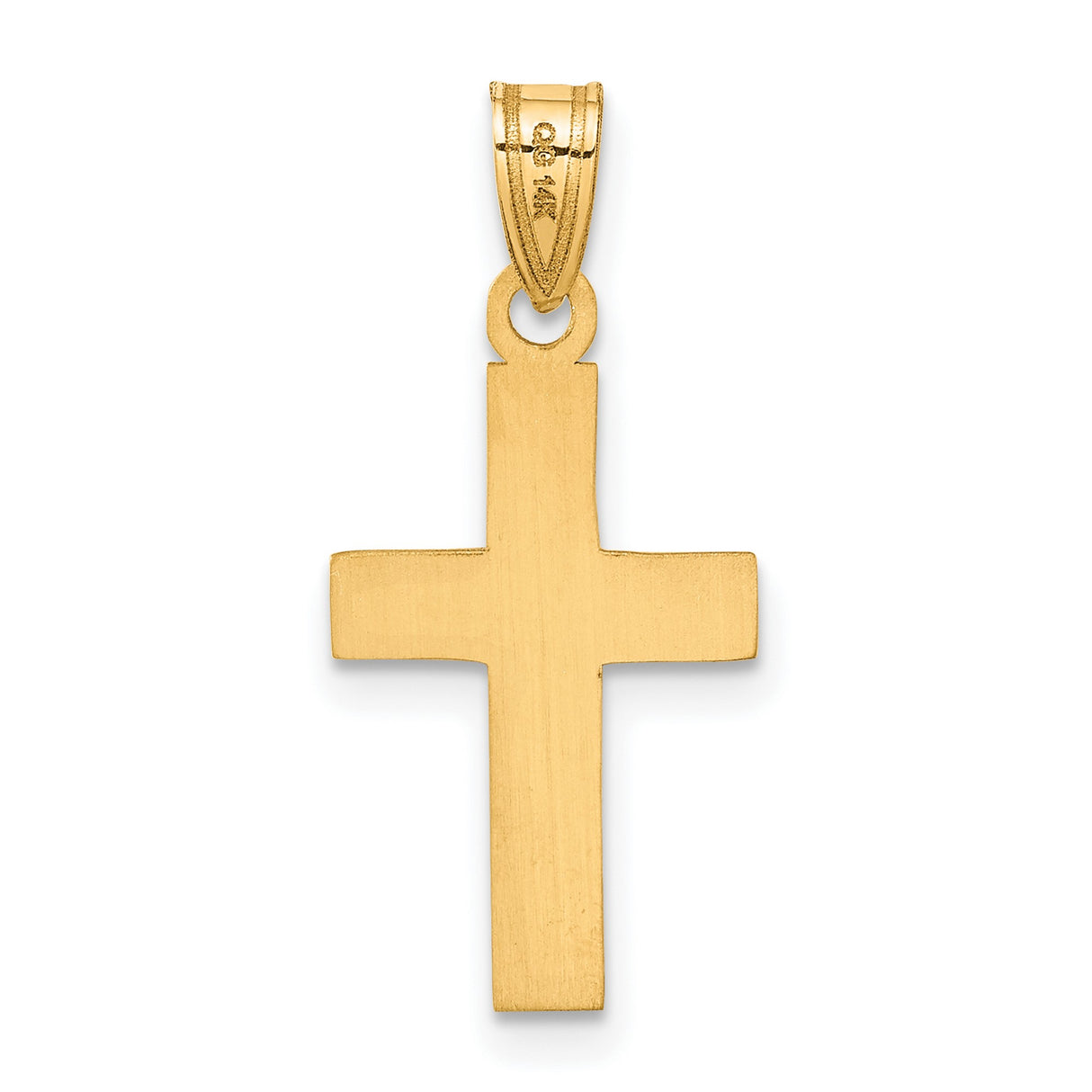 10k Yellow Gold Cross Pendant with Mirror Finish and Beveled Edges for Men and Women