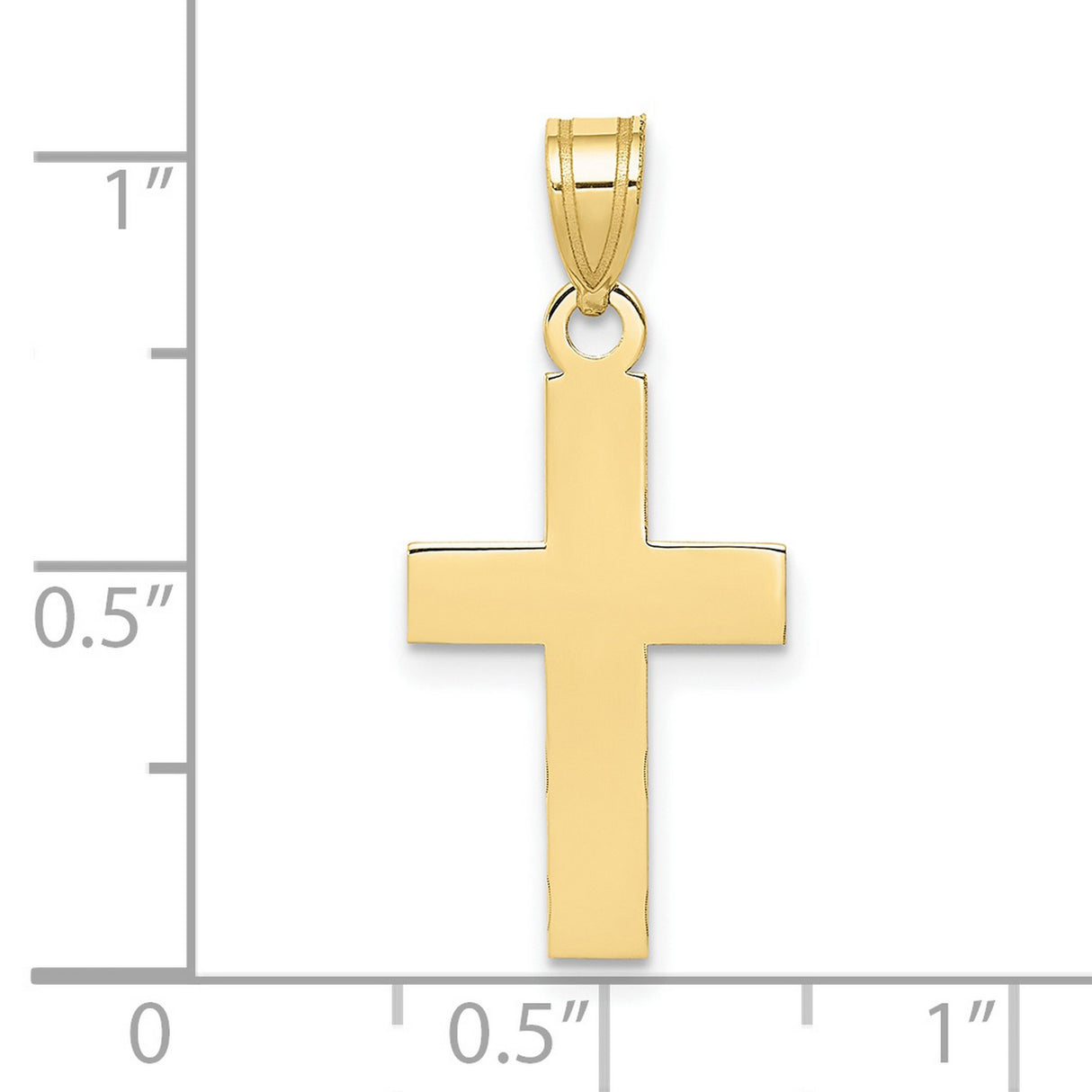 10k Yellow Gold Cross Pendant with Mirror Finish and Beveled Edges for Men and Women