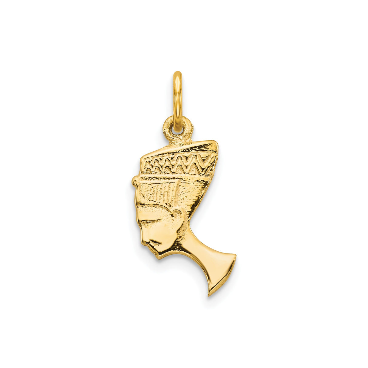 10k Yellow Gold Nefertiti Pendant, Egyptian Queen Profile Charm, African Heritage Amulet