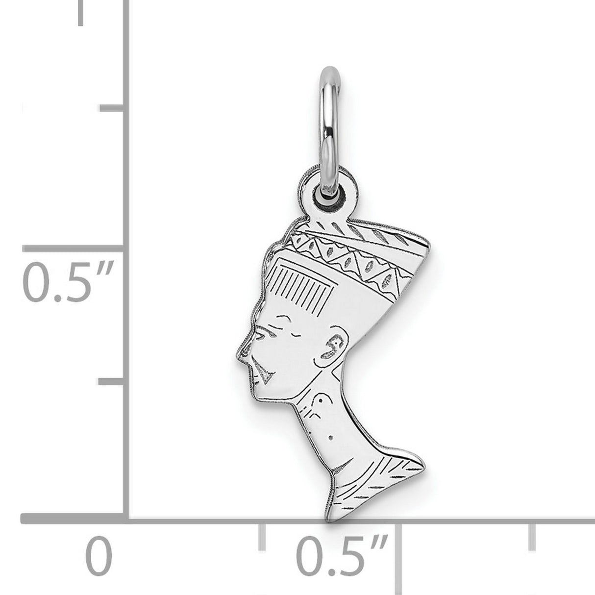 10k White Gold Nefertiti Pendant with Egyptian Queen Profile, Cultural Symbol for Women