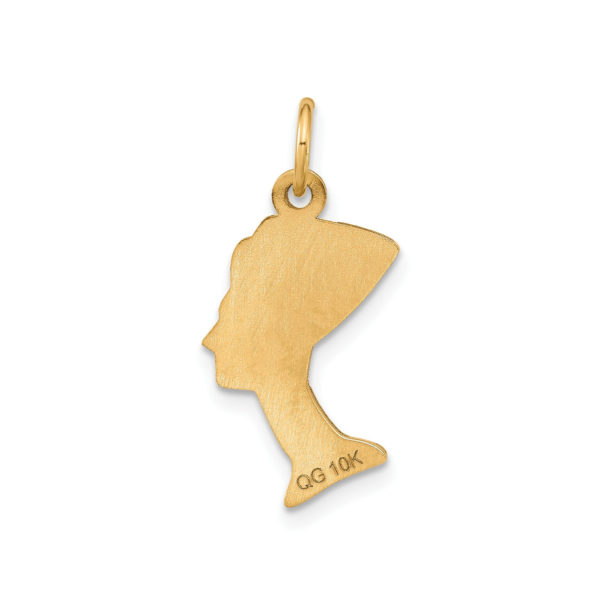 10k Yellow Gold Nefertiti Pendant, Egyptian Queen Profile Charm, African Heritage Jewelry