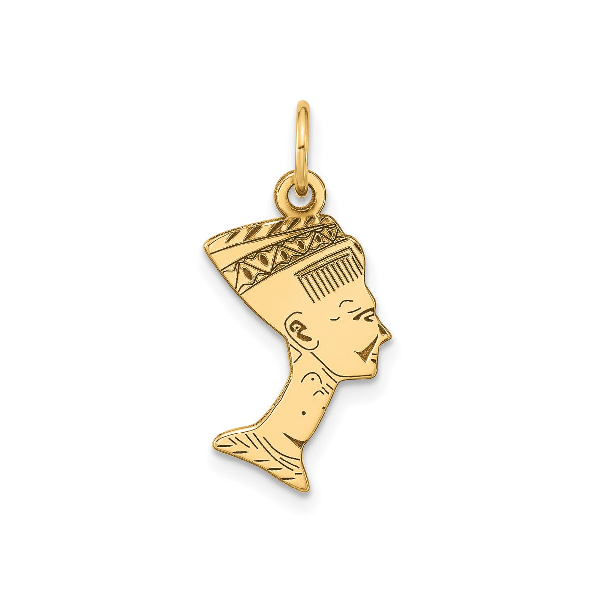10k Yellow Gold Nefertiti Pendant, Egyptian Queen Profile Charm, African Heritage Jewelry