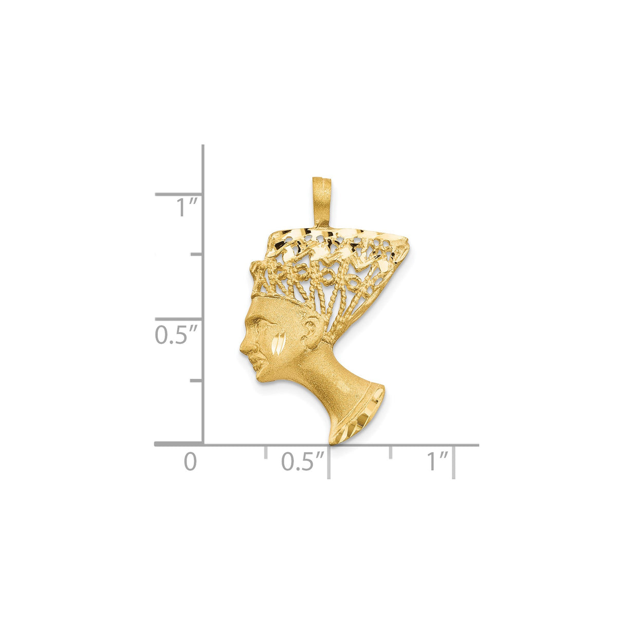 10k Yellow Gold Nefertiti Pendant, Detailed Egyptian Queen Bust Charm, Afrocentric Jewelry