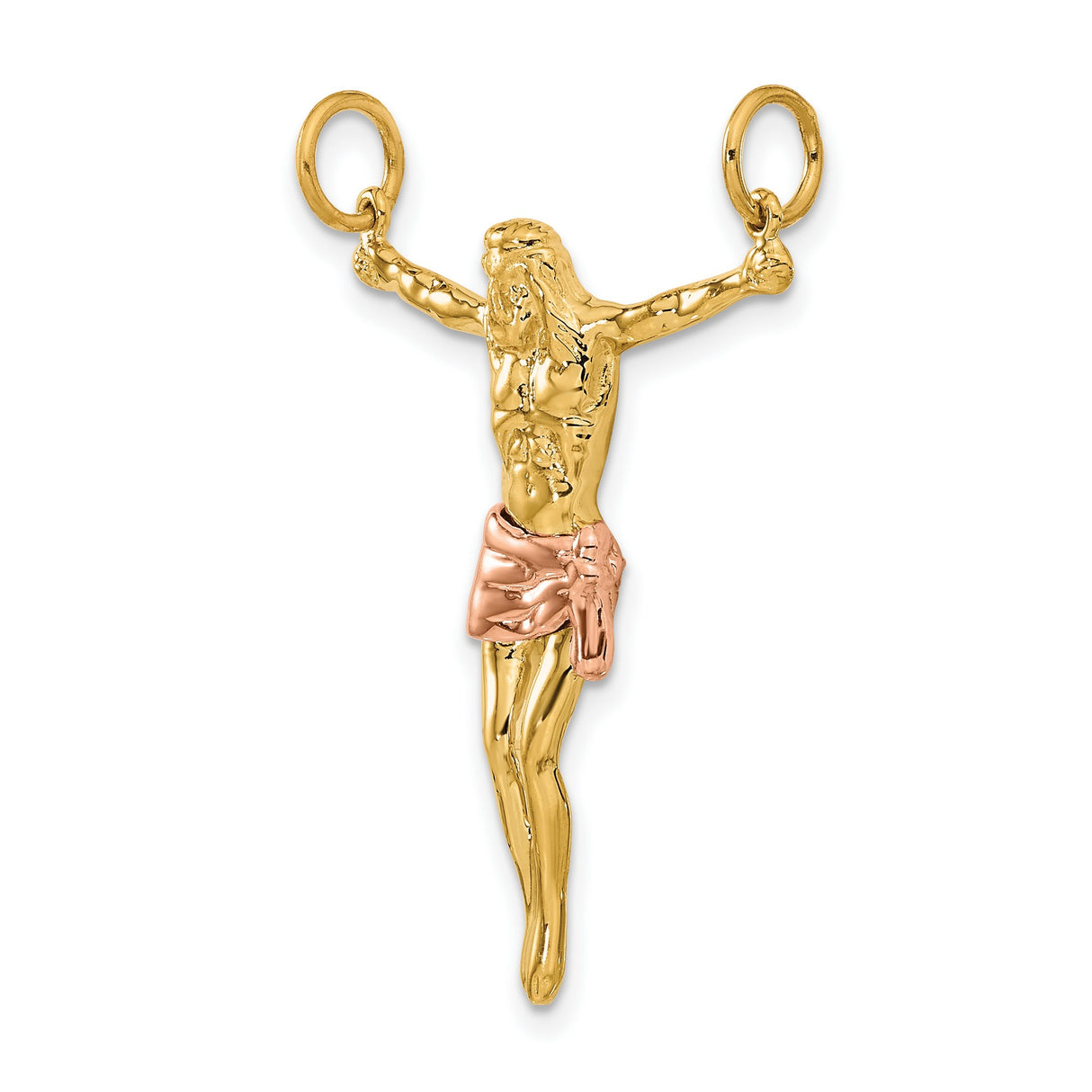 10k Two-Tone Gold Crucifix Pendant with Jesus Christ, Catholic Religious Theme