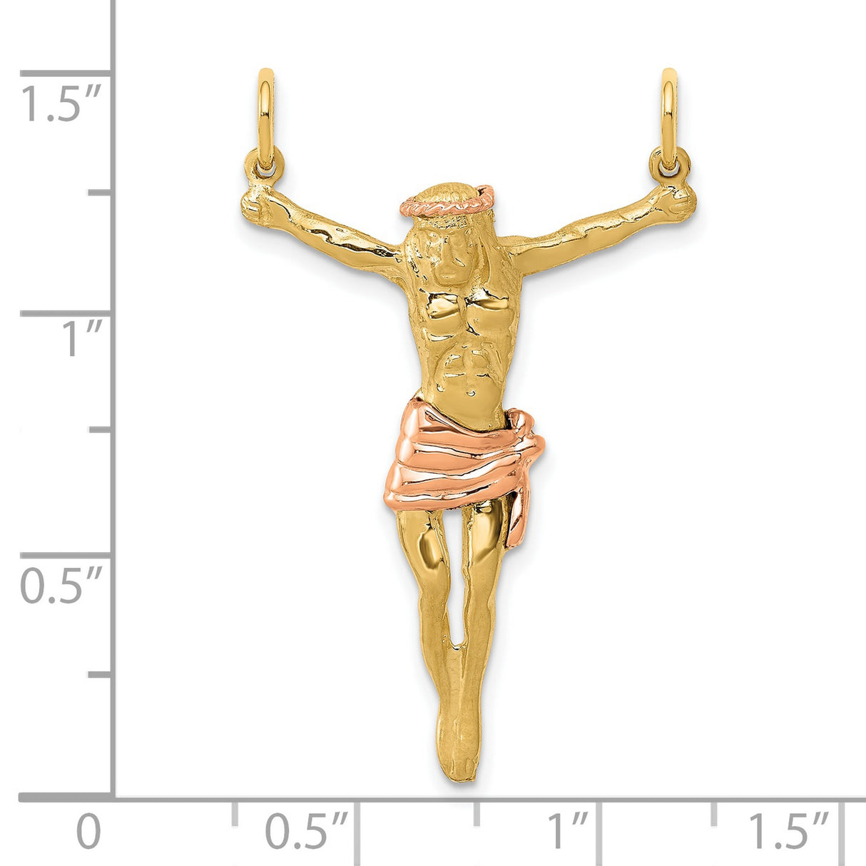 10k Two-Tone Gold Crucifix Pendant with Jesus Christ, Catholic Religious Theme