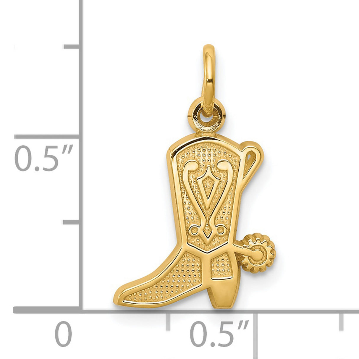 Solid Flat Back Cowboy Boot With Spur Charm Pendant in Real 10k Yellow Gold