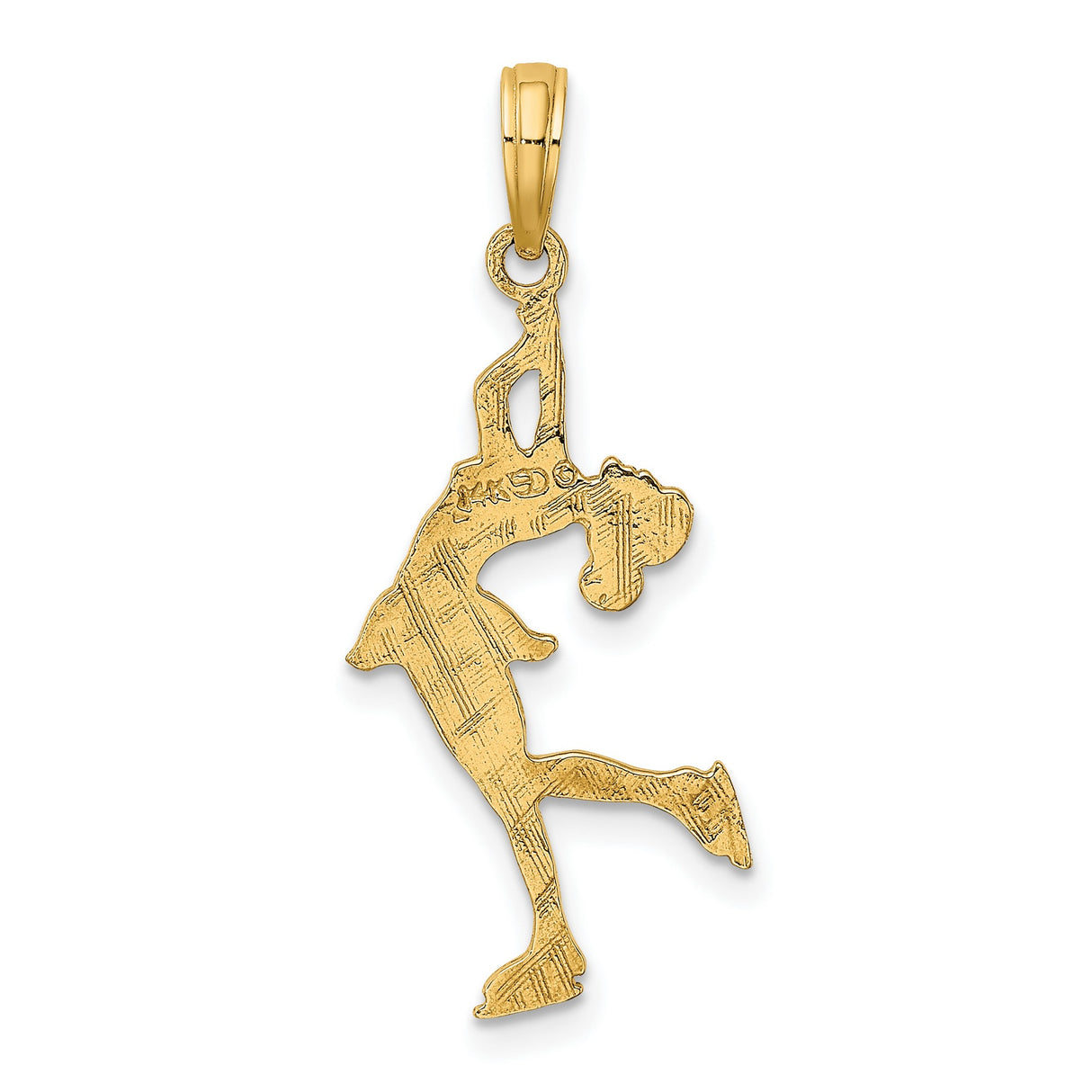 10k Yellow Gold Ice Skater Pendant, Figure Skating Charm in Skating Pose for Women