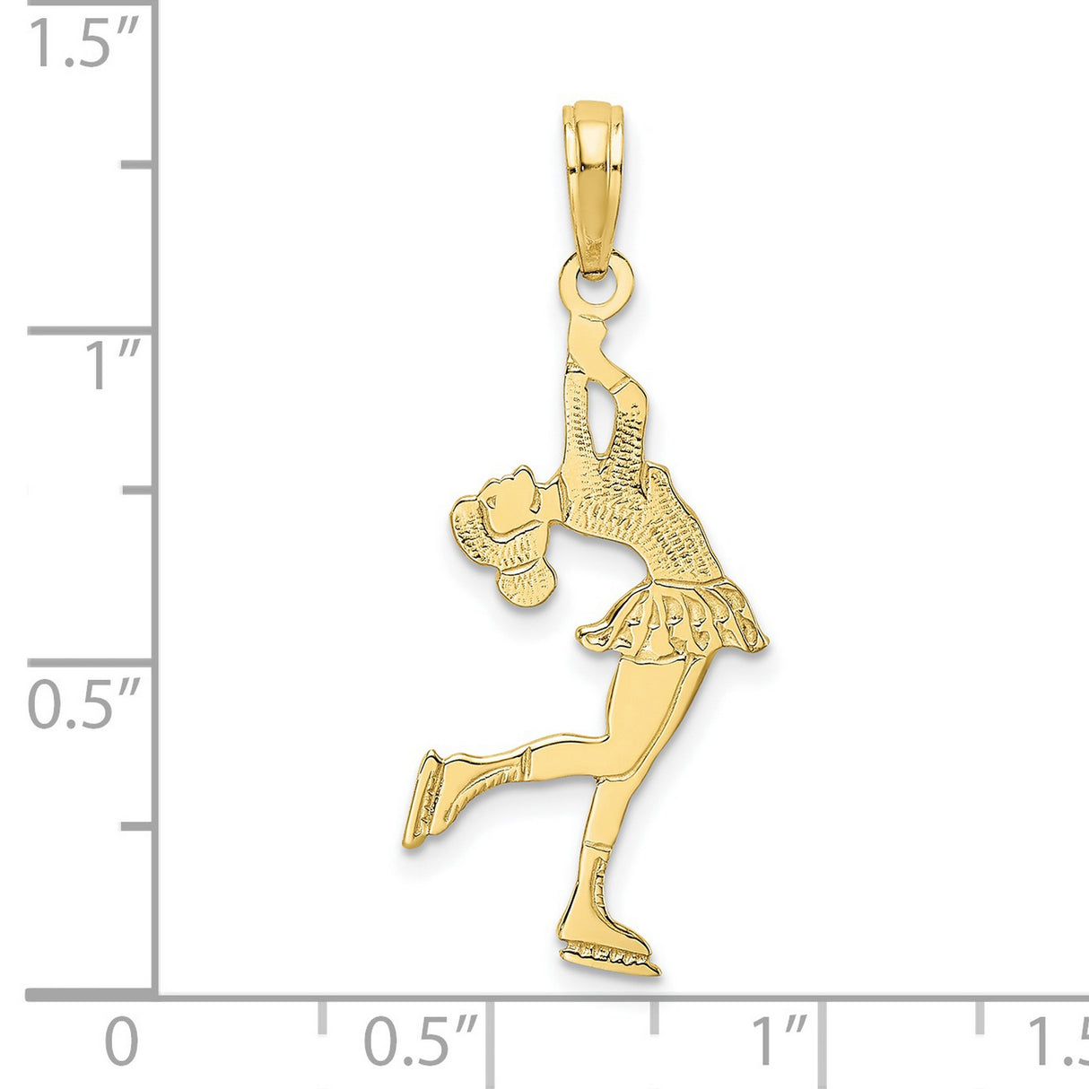 10k Yellow Gold Ice Skater Pendant, Figure Skating Charm in Skating Pose for Women