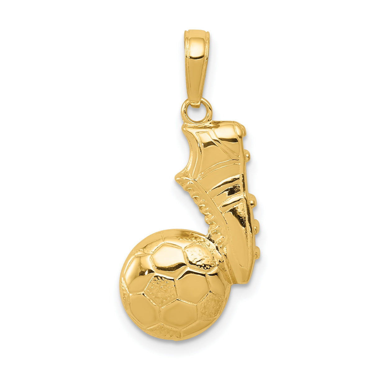 10k Yellow Gold Soccer Cleat and Ball Pendant, Unisex Sports Charm for Fans, Players, Coaches