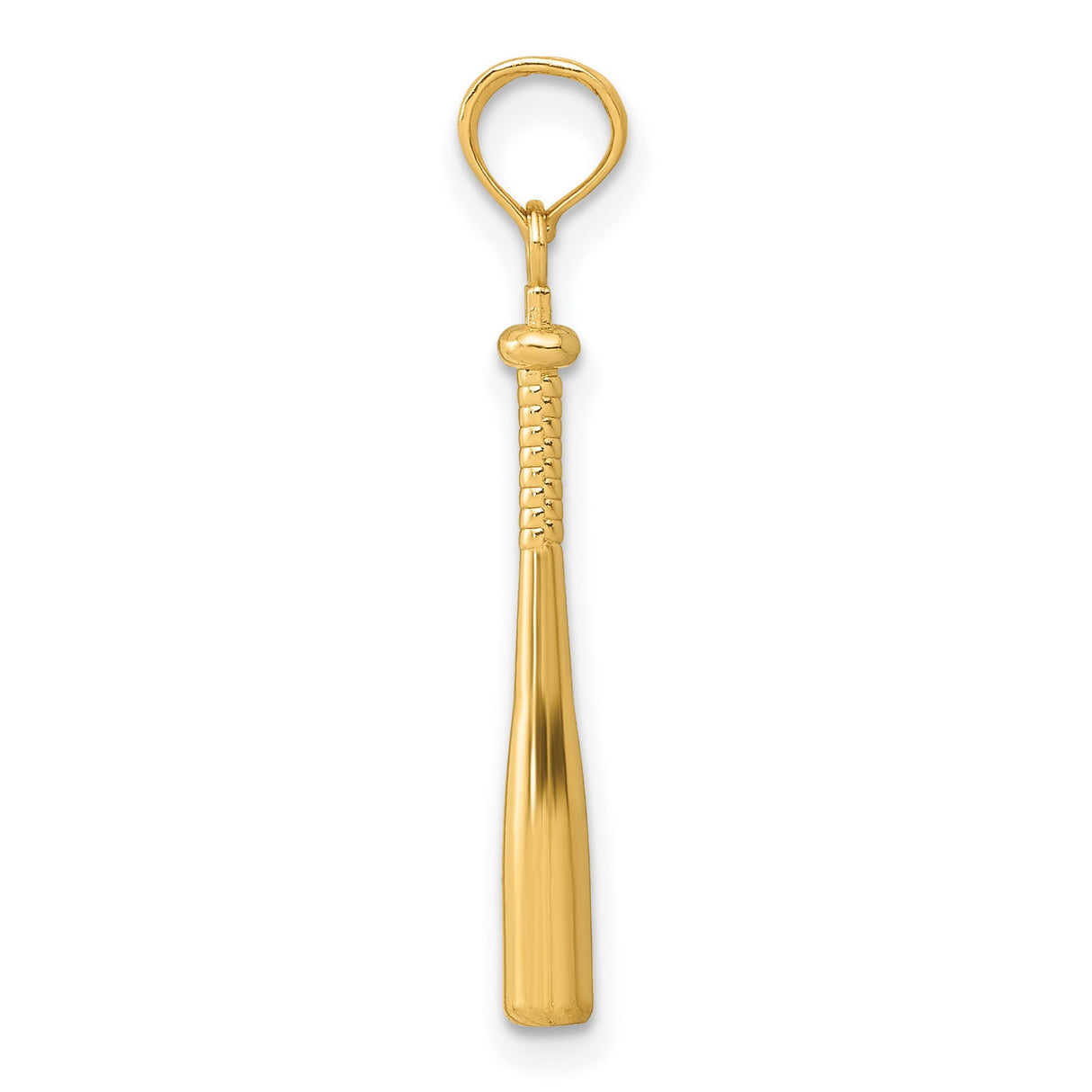 10k Yellow Gold Baseball Bat Pendant, Detailed Sports Theme for Men or Unisex Wear