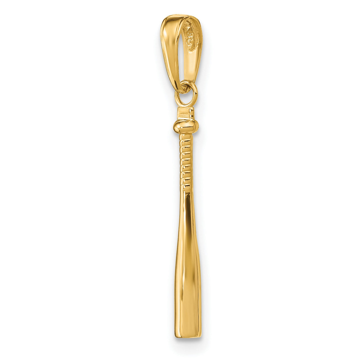 10k Yellow Gold Baseball Bat Pendant, Detailed Sports Theme for Men or Unisex Wear