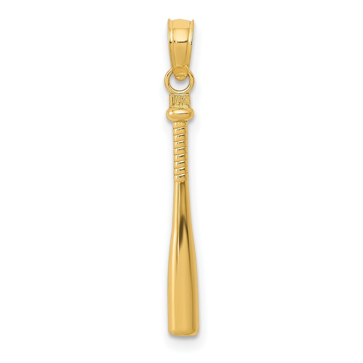 10k Yellow Gold Baseball Bat Pendant, Detailed Sports Theme for Men or Unisex Wear