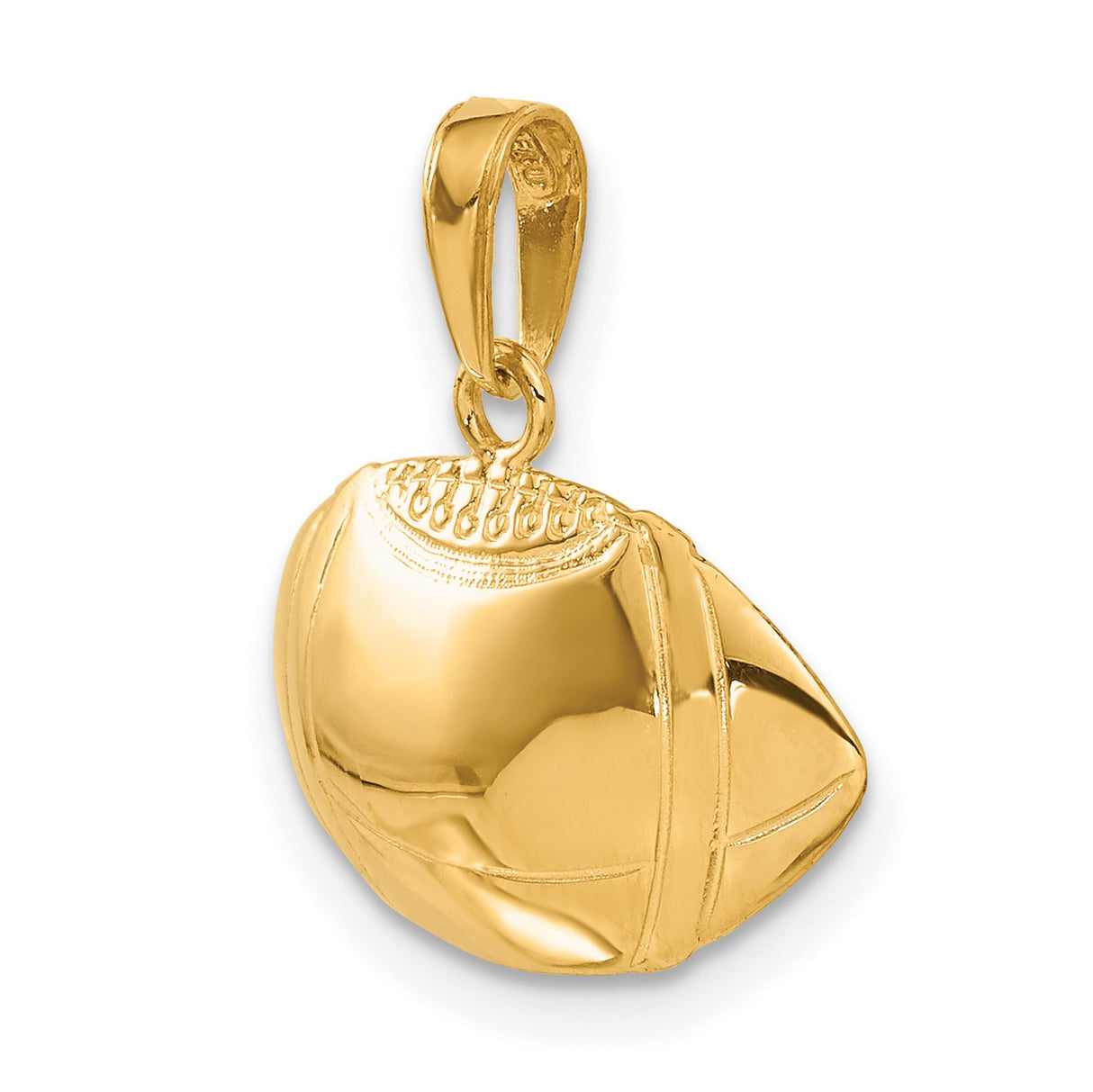 10k Yellow Gold Football Pendant, Unisex Sports Charm with Realistic Detailing