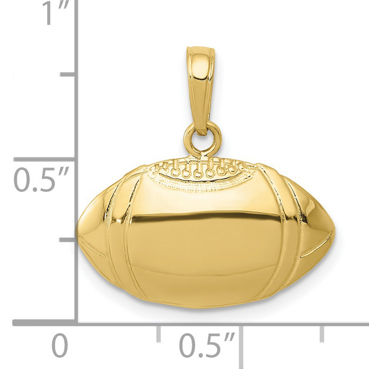10k Yellow Gold Football Pendant, Unisex Sports Charm with Realistic Detailing