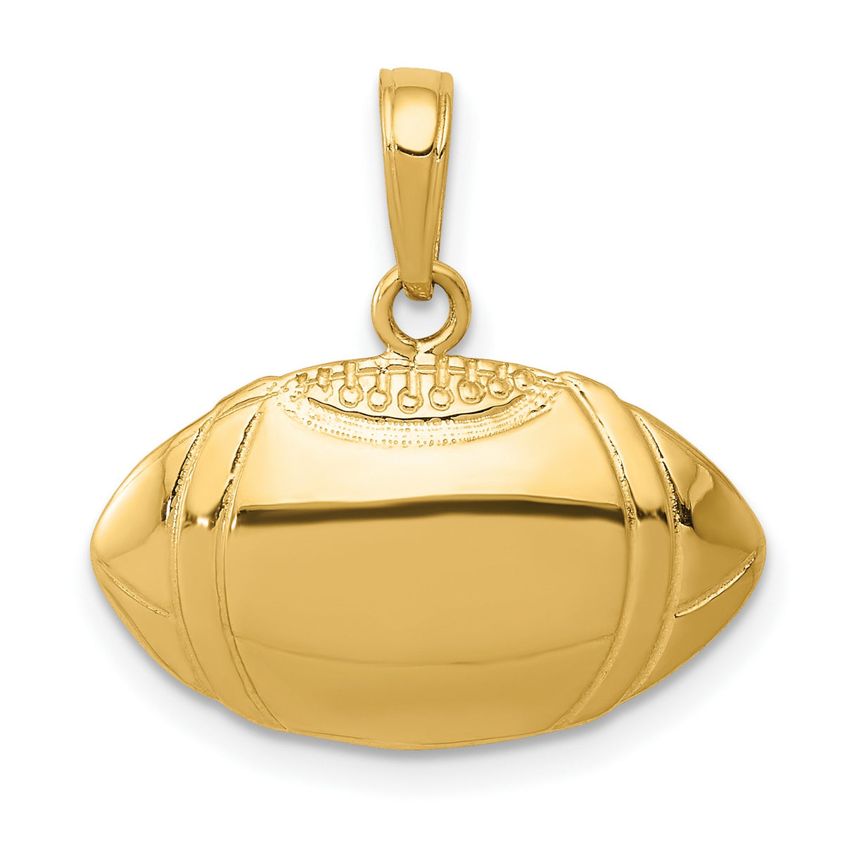 10k Yellow Gold Football Pendant, Unisex Sports Charm with Realistic Detailing