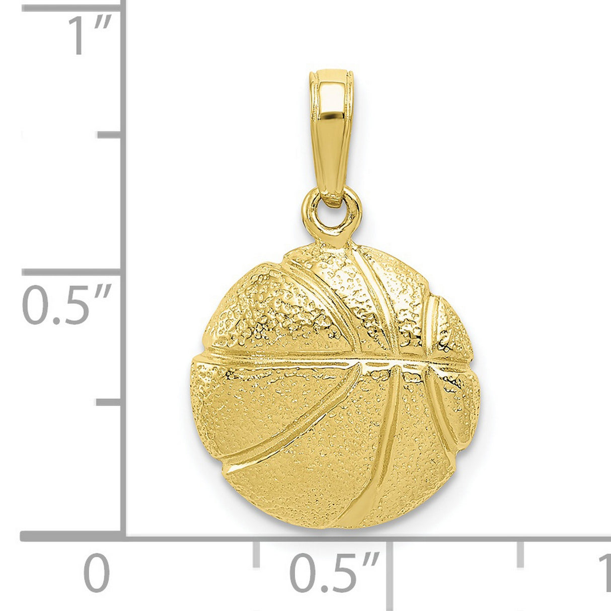 10k Yellow Gold Basketball Pendant, Textured Sports Charm for Men or Unisex Wear