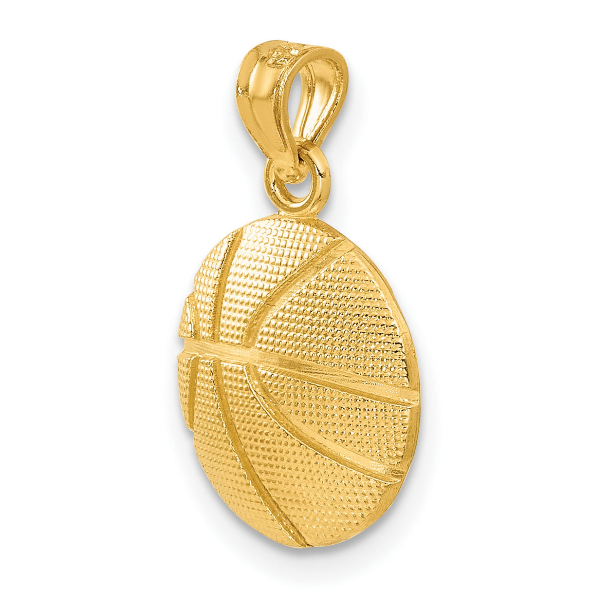 10k Yellow Gold Basketball Pendant with Textured Design and Lines, Sports Charm for Men or Unisex
