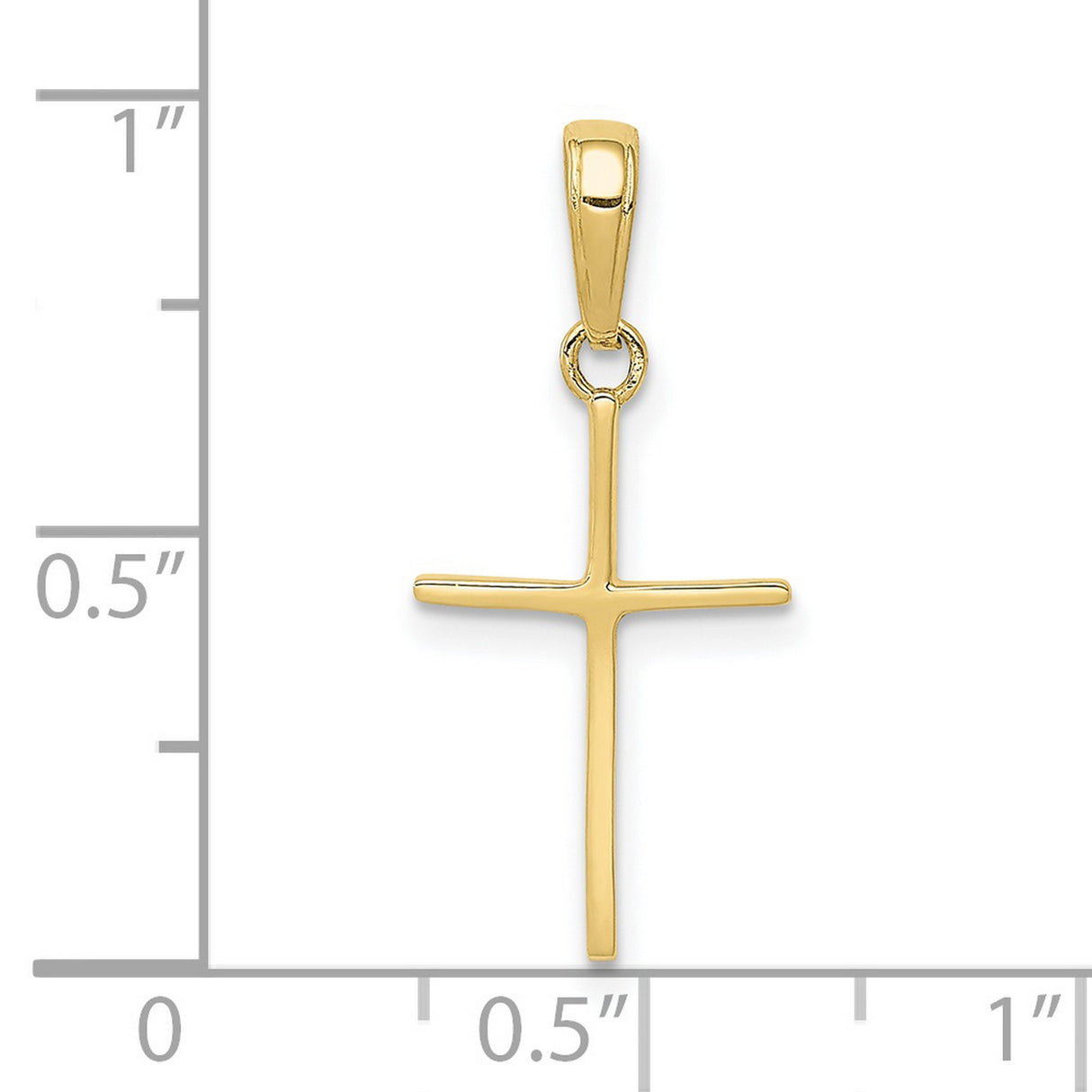 10k Yellow Gold Cross Pendant, Polished Finish Religious Charm, Unisex Minimalist Design