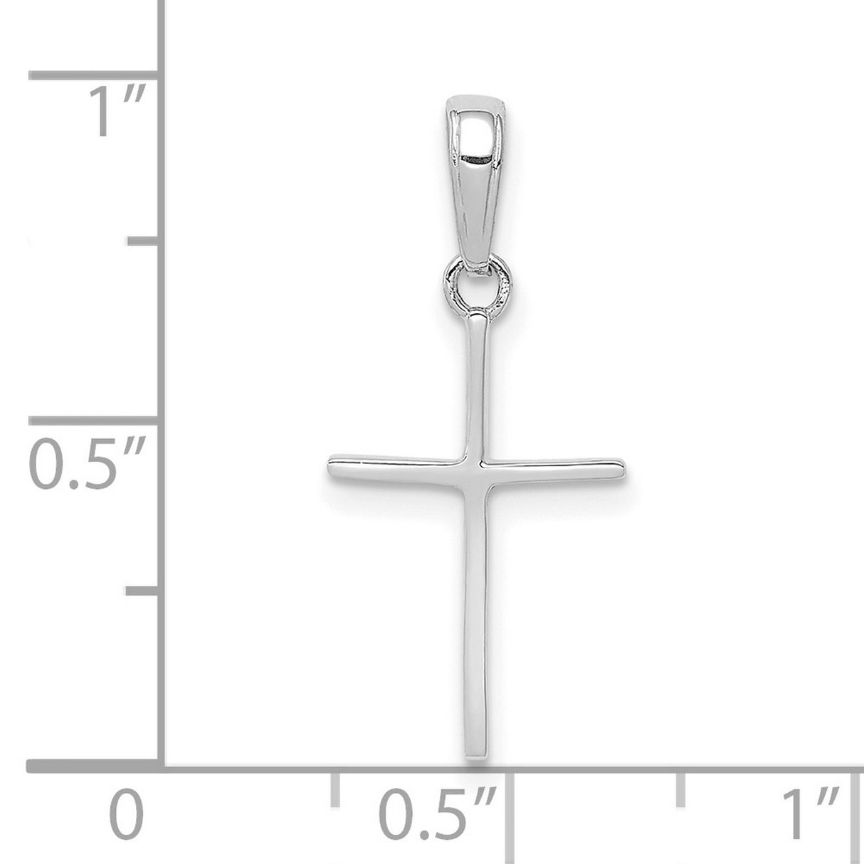 10k White Gold Cross Pendant with Slim Polished Design for Men and Women
