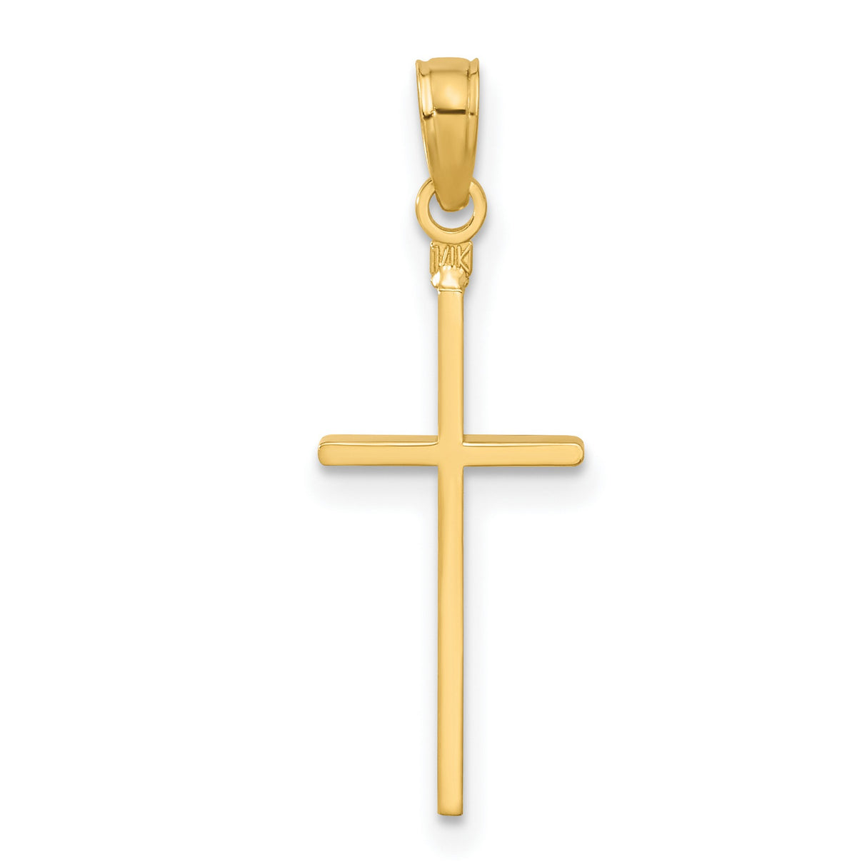 10k Yellow Gold Cross Pendant, Polished Religious Charm for Men and Women