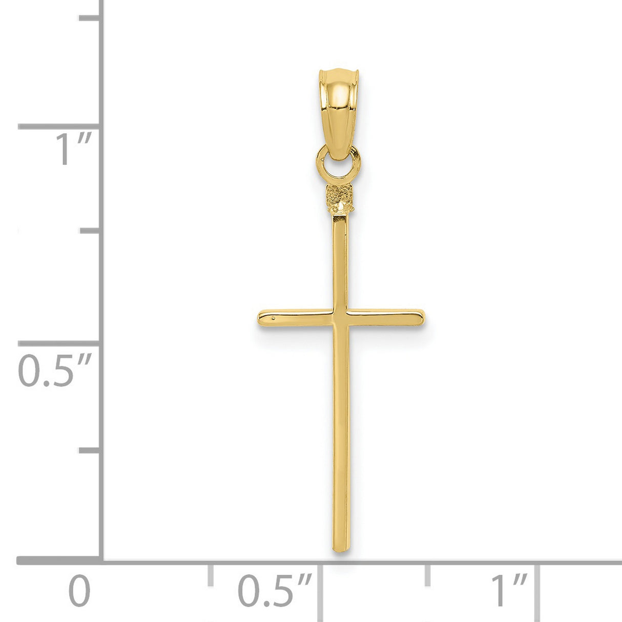 10k Yellow Gold Cross Pendant, Polished Religious Charm for Men and Women