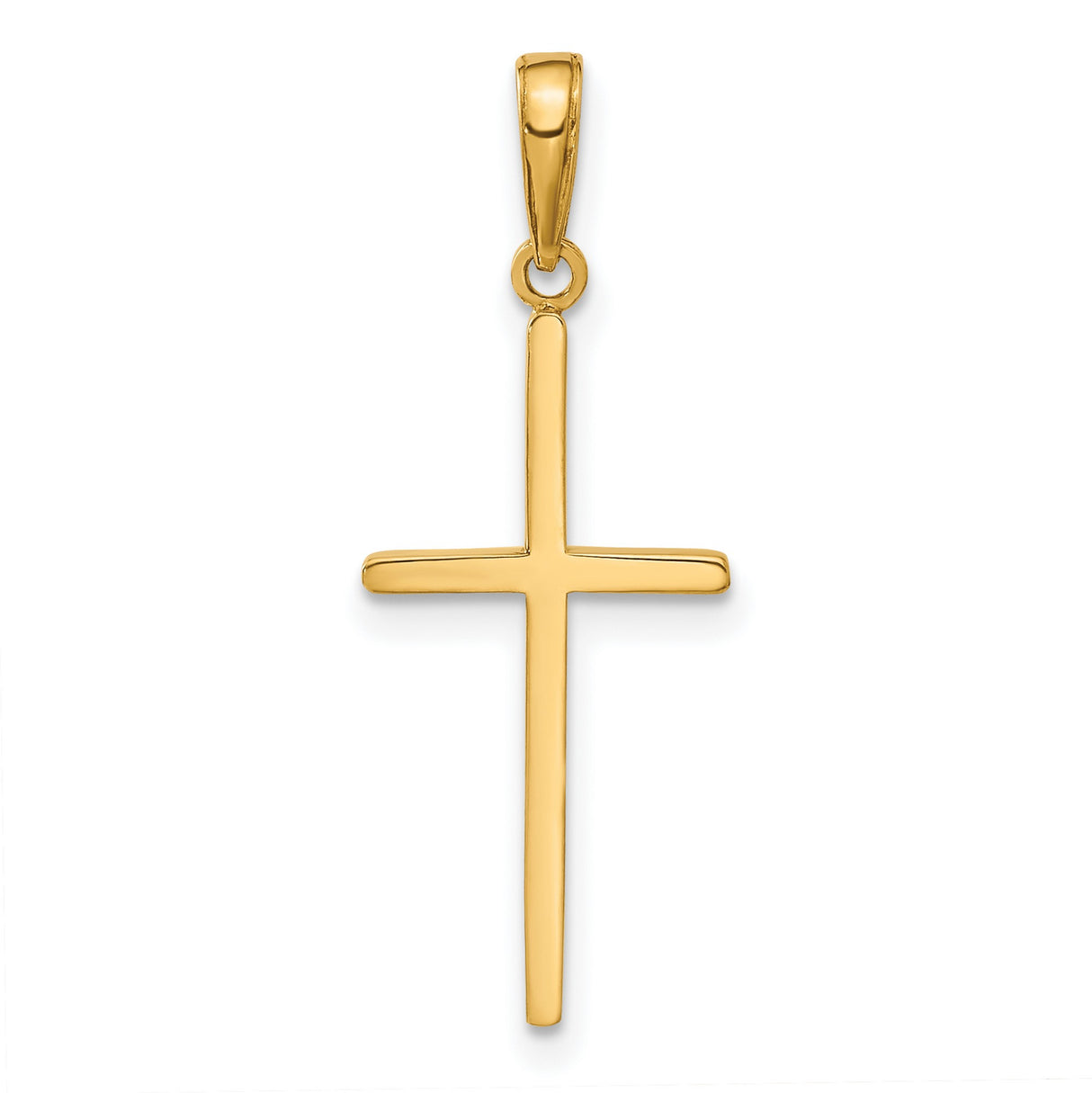 10k Yellow Gold Cross Pendant, Sleek Minimalist Religious Charm for Men and Women