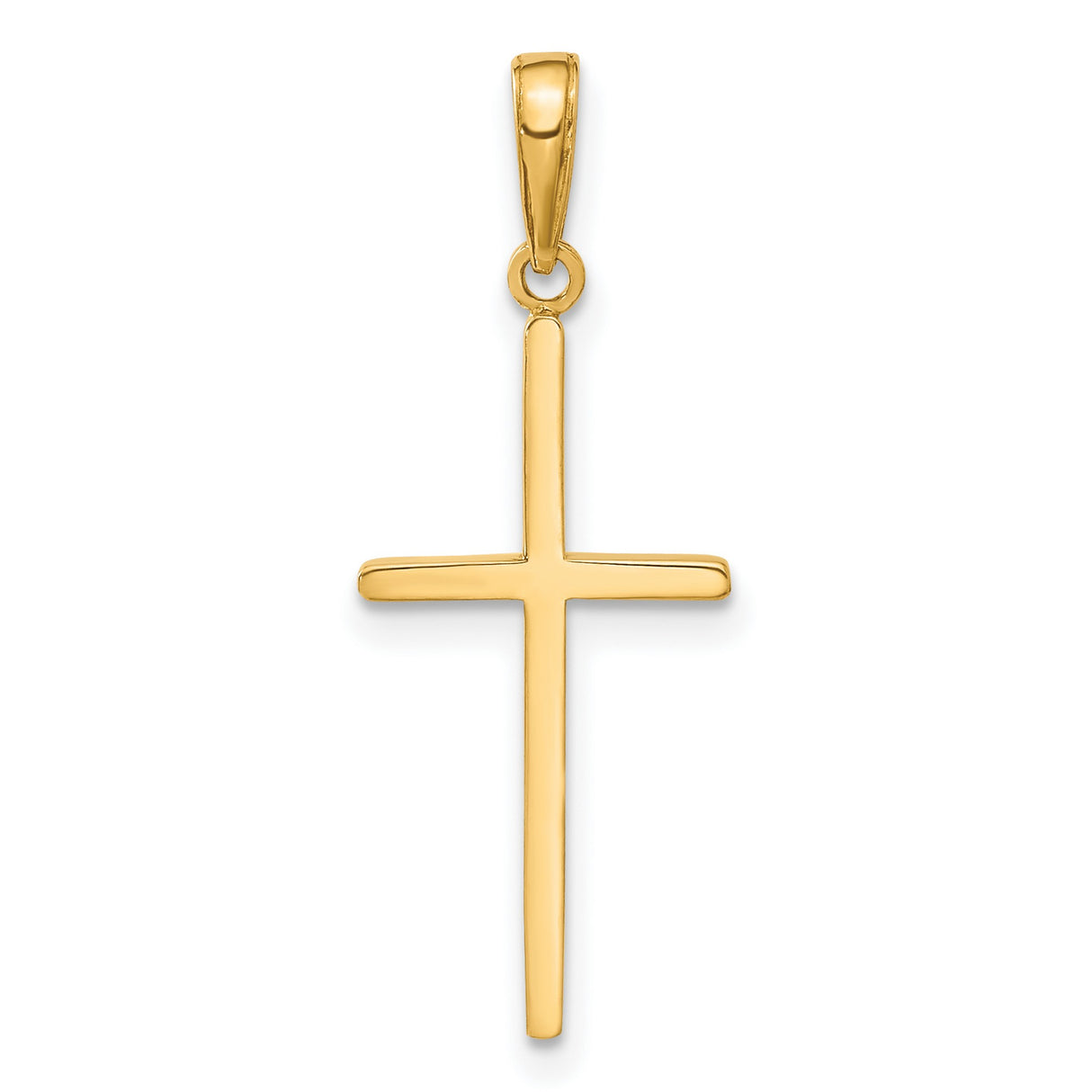 10k Yellow Gold Cross Pendant, Sleek Minimalist Religious Charm for Men and Women