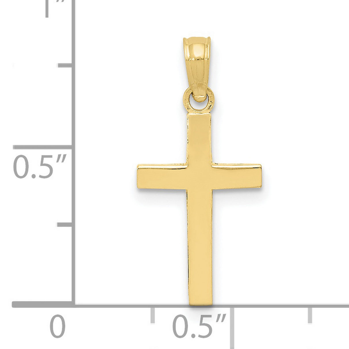 10k Yellow Gold Cross Pendant, Polished Solid Charm with Classic Minimalist Design