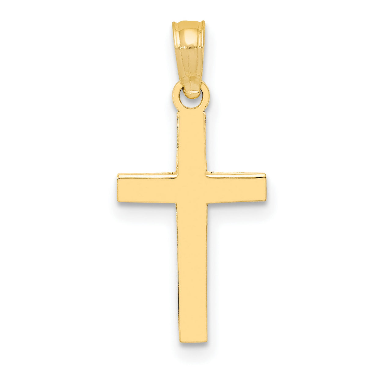 10k Yellow Gold Cross Pendant, Polished Solid Charm with Classic Minimalist Design