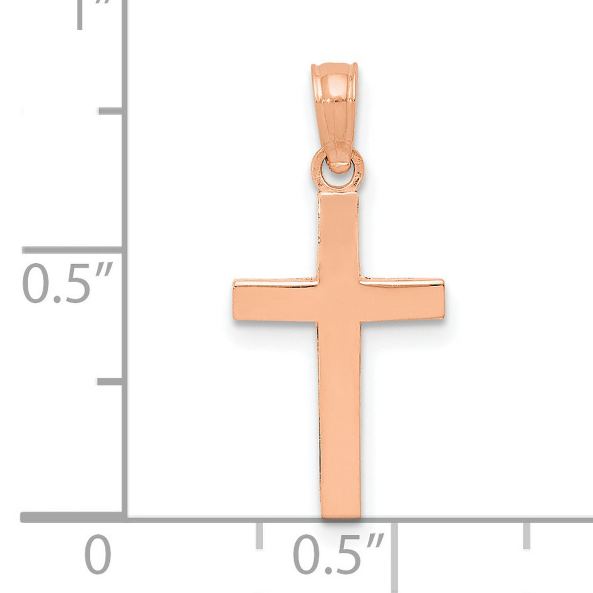 10k Rose Gold Cross Pendant, Smooth Finish Minimalist Religious Charm for Men and Women