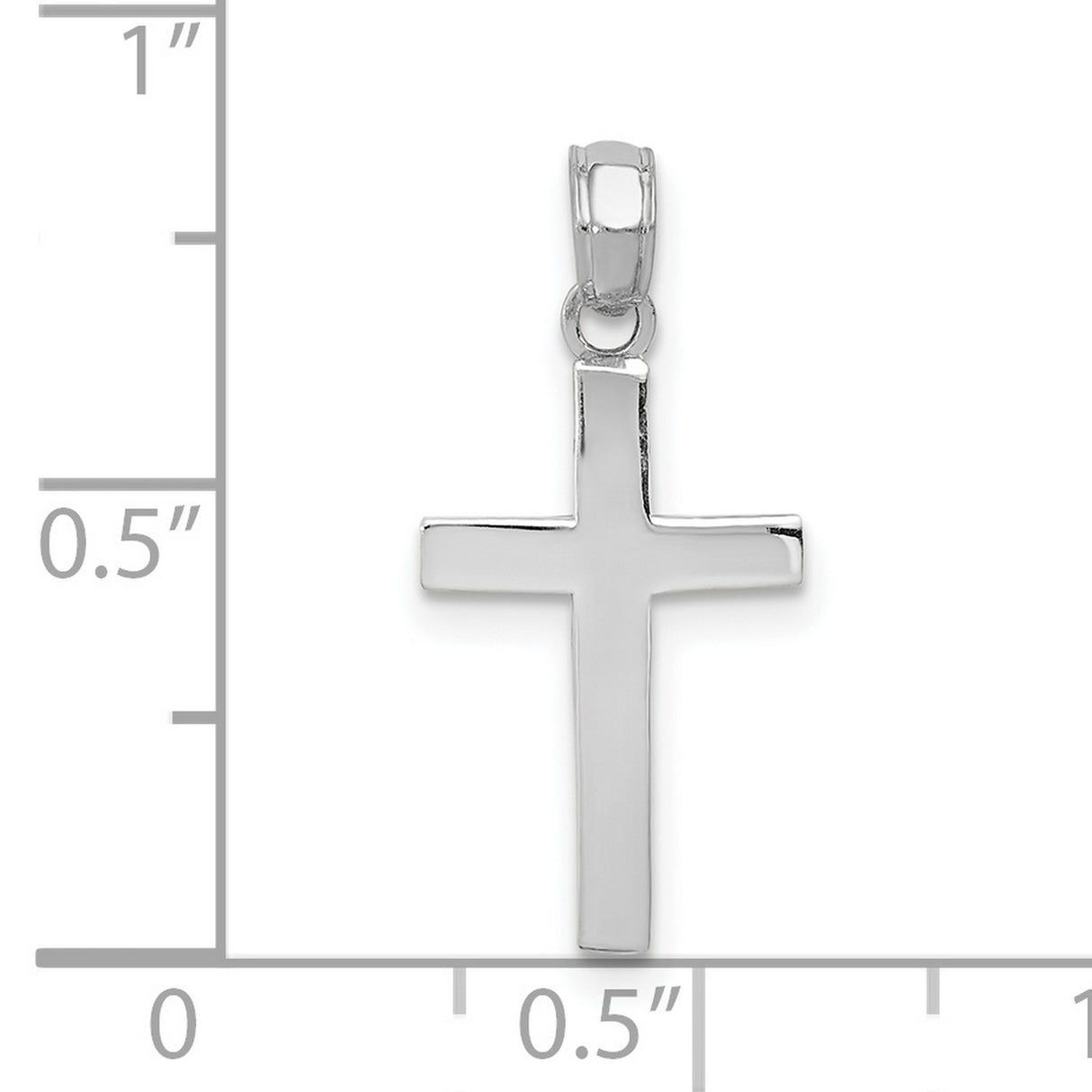 10k White Gold Cross Pendant, Polished Minimalist Religious Charm for Men and Women