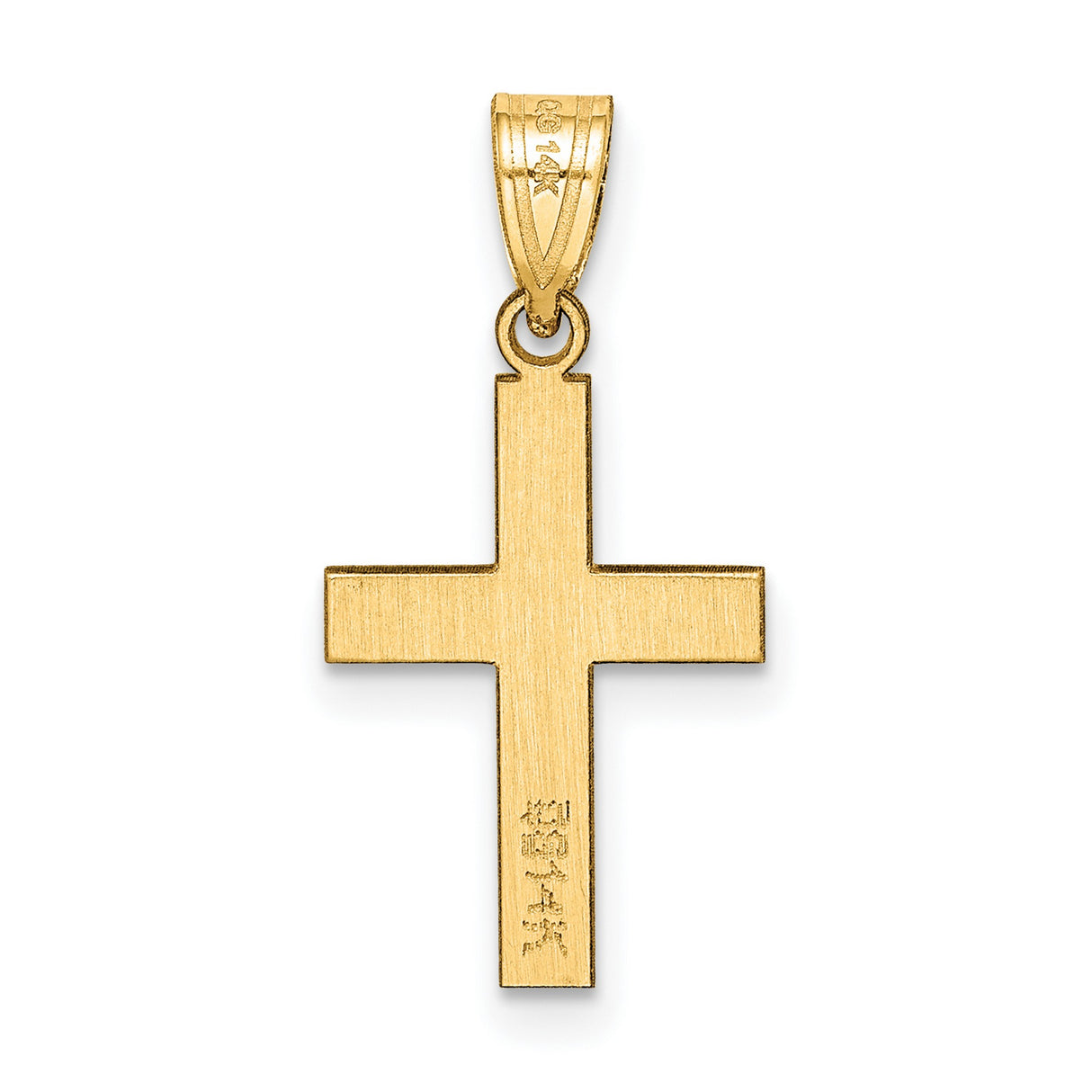 10k Yellow Gold Cross Pendant, Minimalist Mirror Finish with Square Edge, Unisex Religious Jewelry